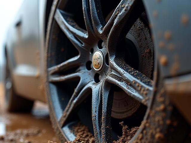 ひどく汚れた車のホイールのビフォー写真
